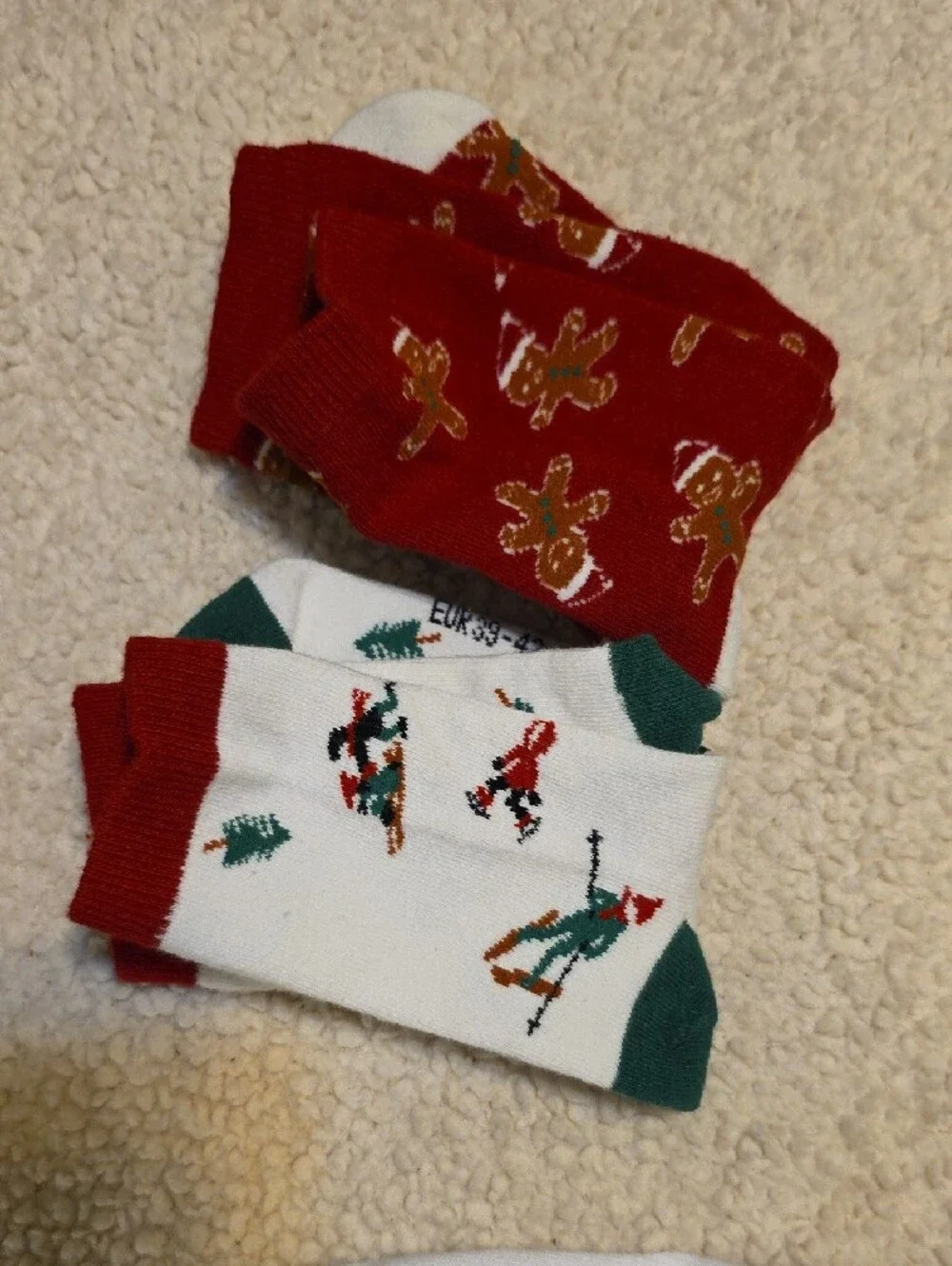 Holiday Crew Socks - White, Red & Green